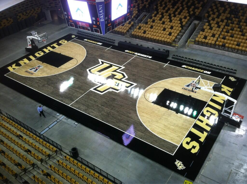 Illustration for article titled UCF Unveils Striking New Black-Stained Court